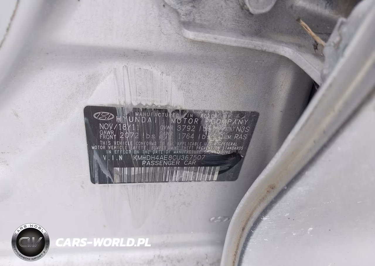 2012 Hyundai Elantra Gls (Ulsan Plant) VIN:KMHDH4AE8CU367507 - 9