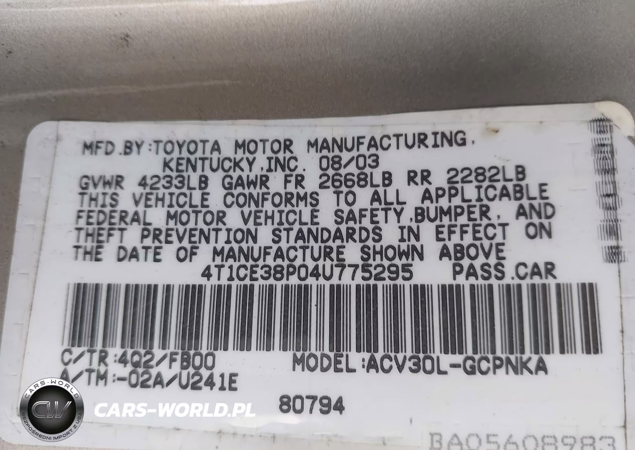 2004 Toyota Camry Solara Se VIN:4T1CE38P04U775295 - 9