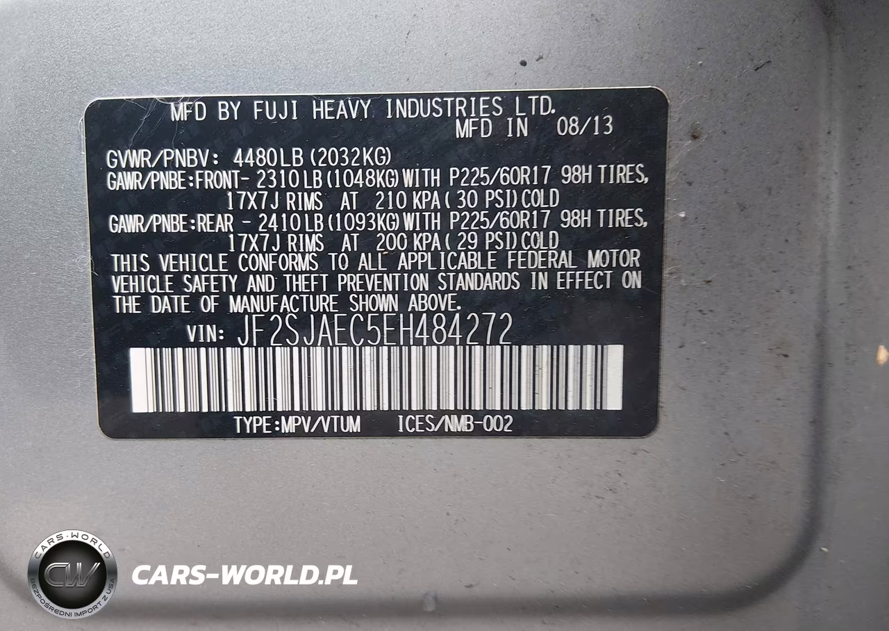 2014 Subaru Forester 2.5I Premium VIN:JF2SJAEC5EH484272 - 9