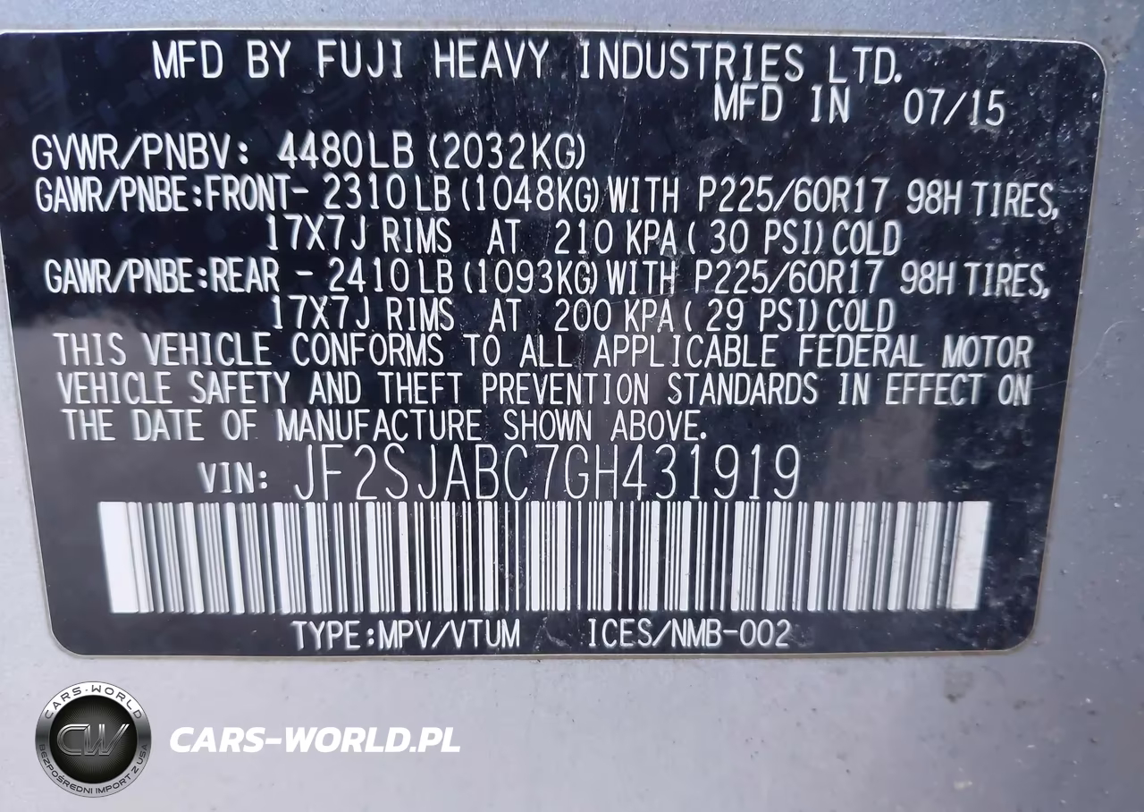 2016 Subaru Forester 2.5I VIN:JF2SJABC7GH431919 - 9