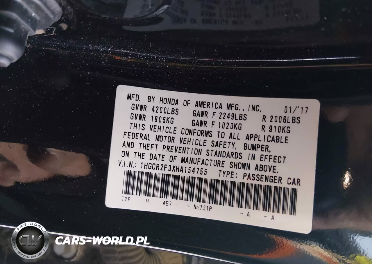 2017 Honda Accord Lx VIN:1HGCR2F3XHA154755 - 9