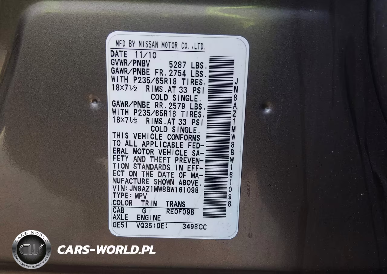 2011 Nissan Murano Sl VIN:JN8AZ1MW8BW161098 - 9