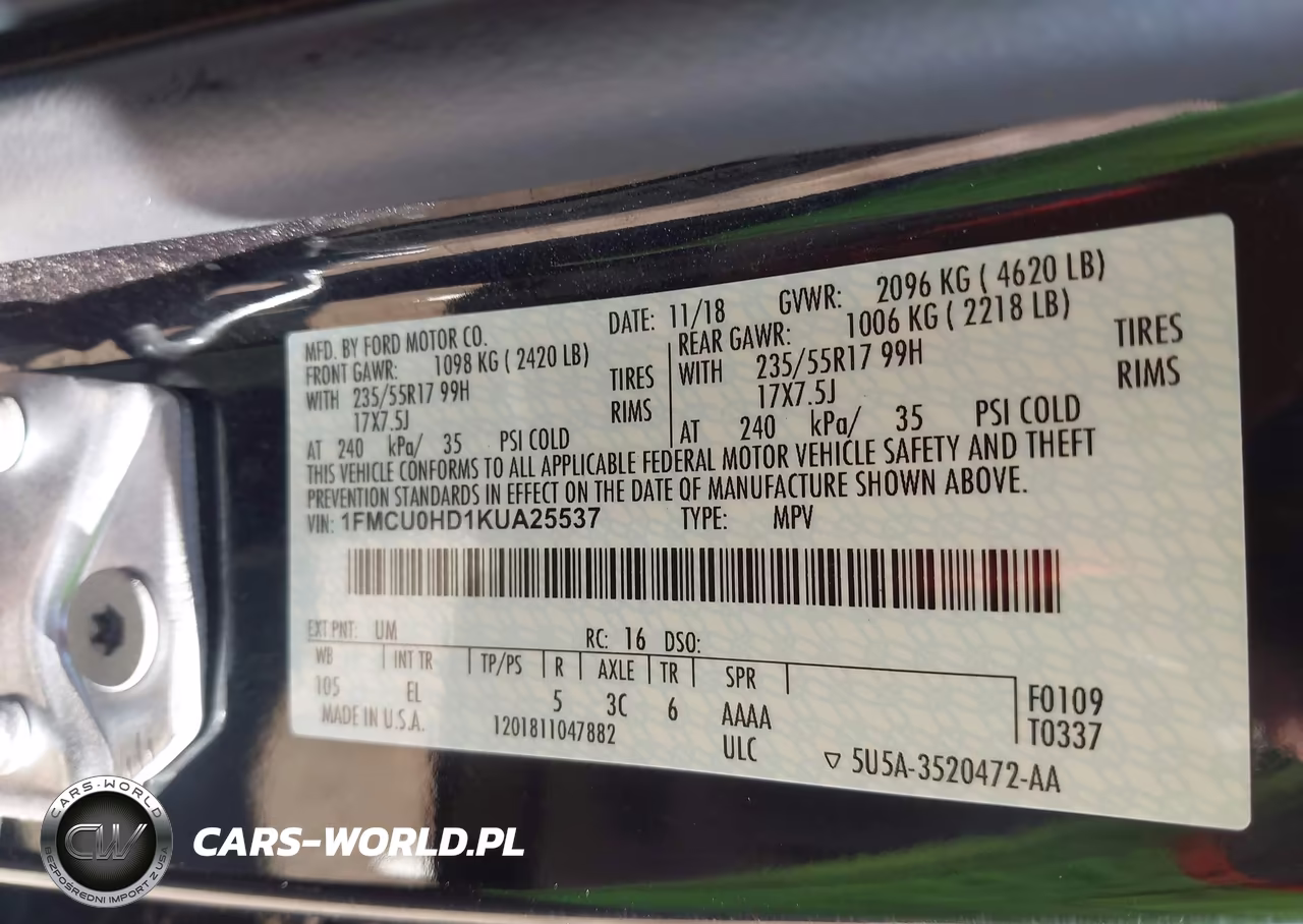 2019 Ford Escape Sel VIN:1FMCU0HD1KUA25537 - 9