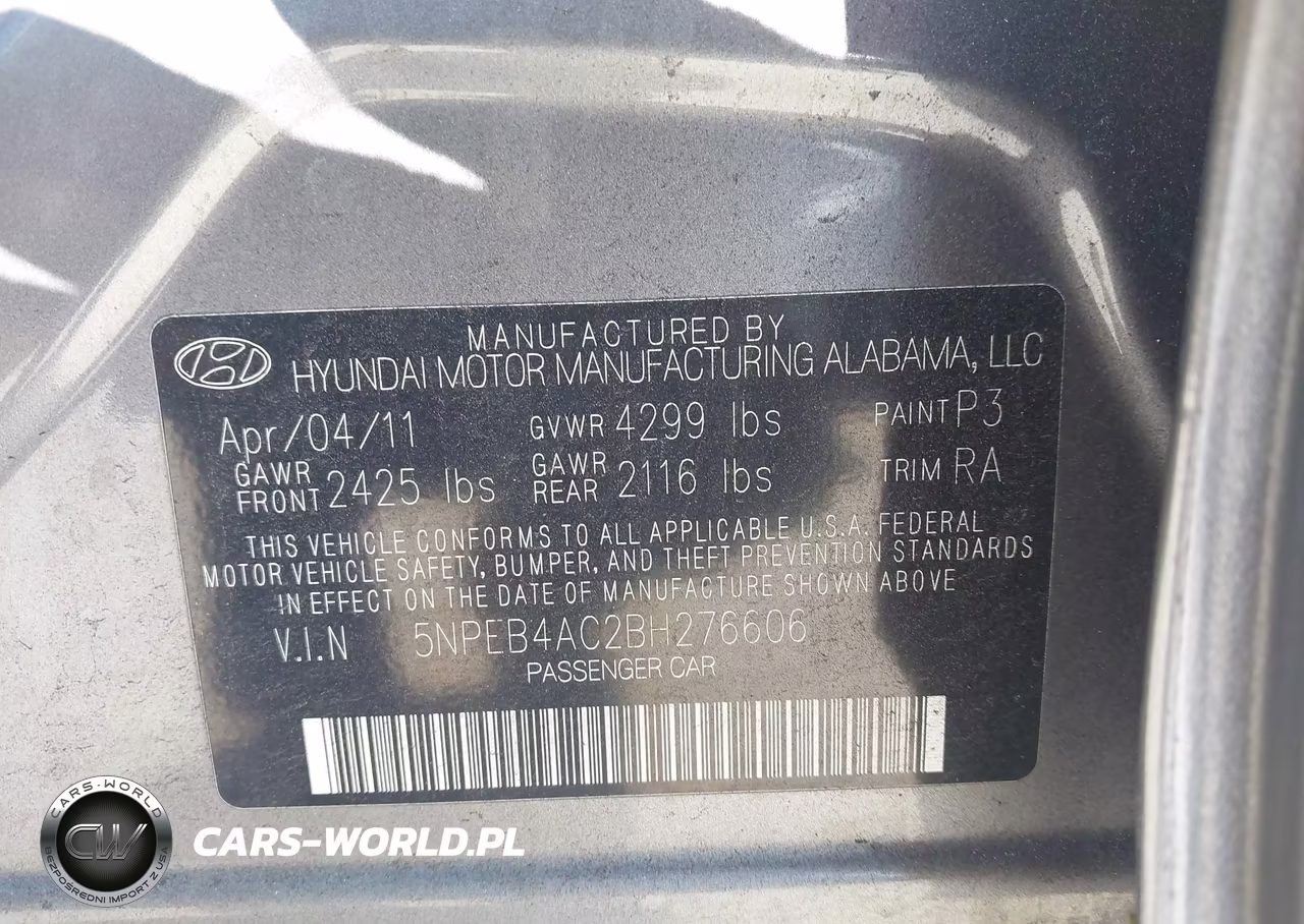 2011 Hyundai Sonata Gls VIN:5NPEB4AC2BH276606 - 9