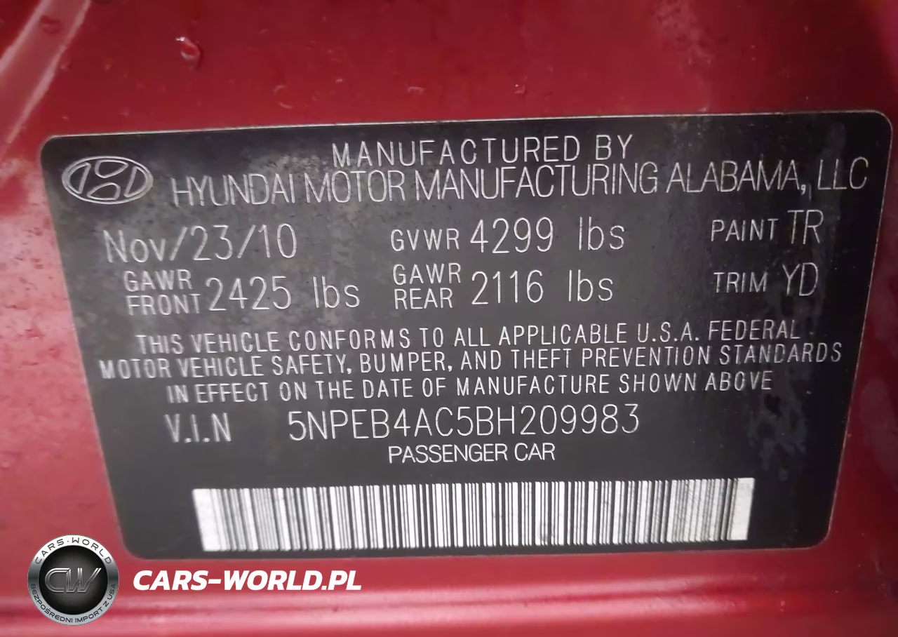2011 Hyundai Sonata Gls VIN:5NPEB4AC5BH209983 - 9