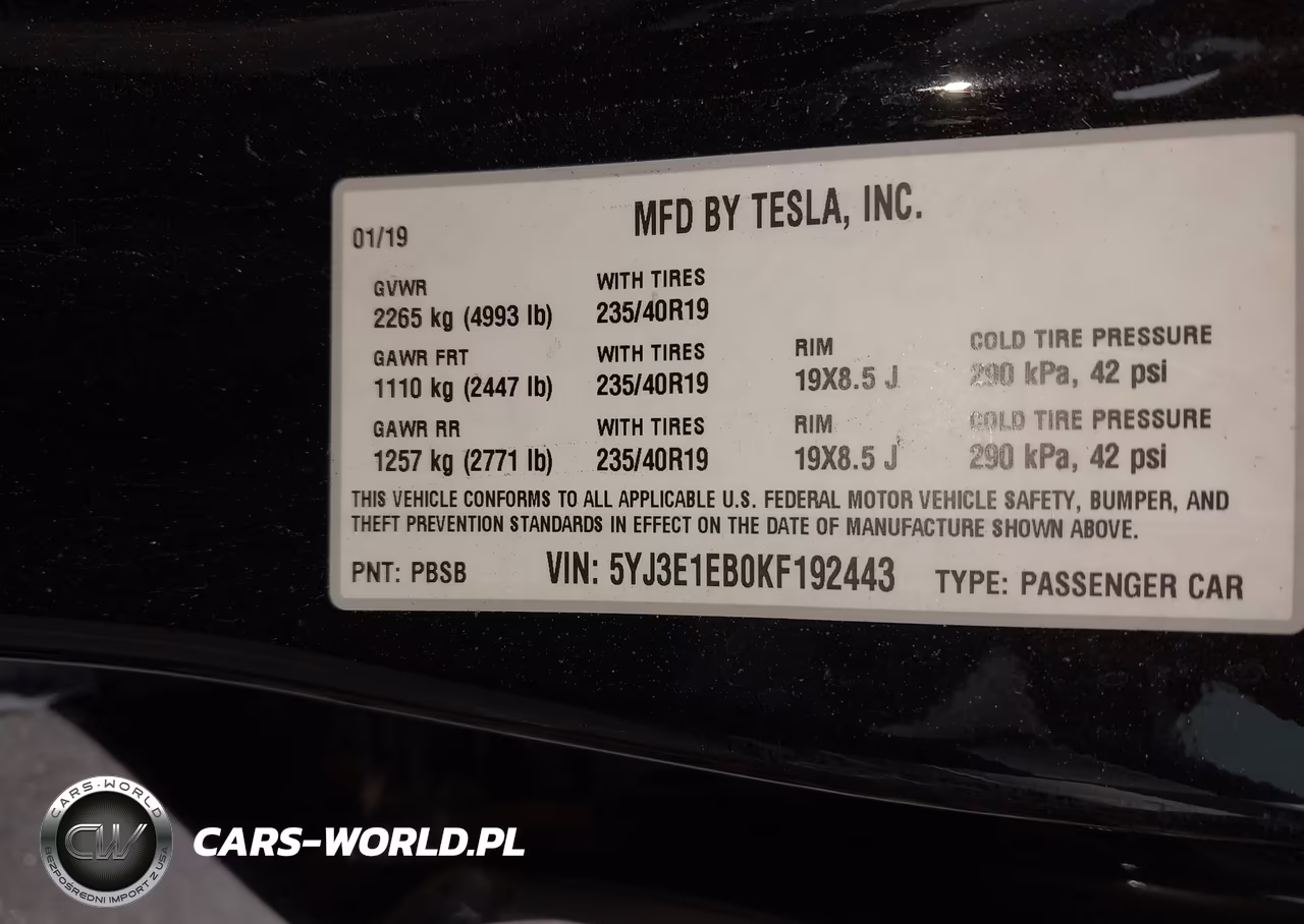 2019 Tesla Model 3 Long Range-Performance VIN:5YJ3E1EB0KF192443 - 9