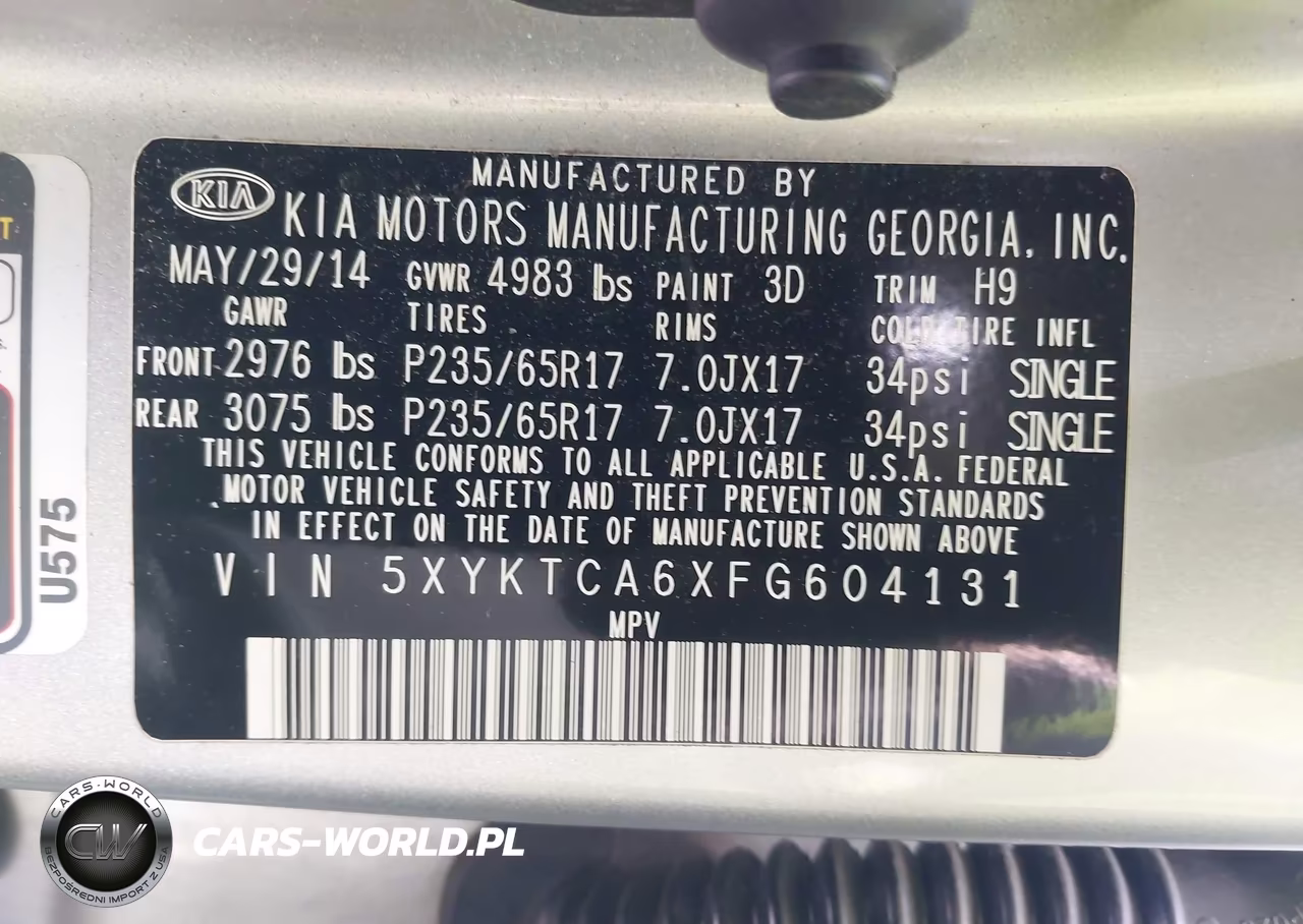 2015 Kia Sorento Lx VIN:5XYKTCA6XFG604131 - 9