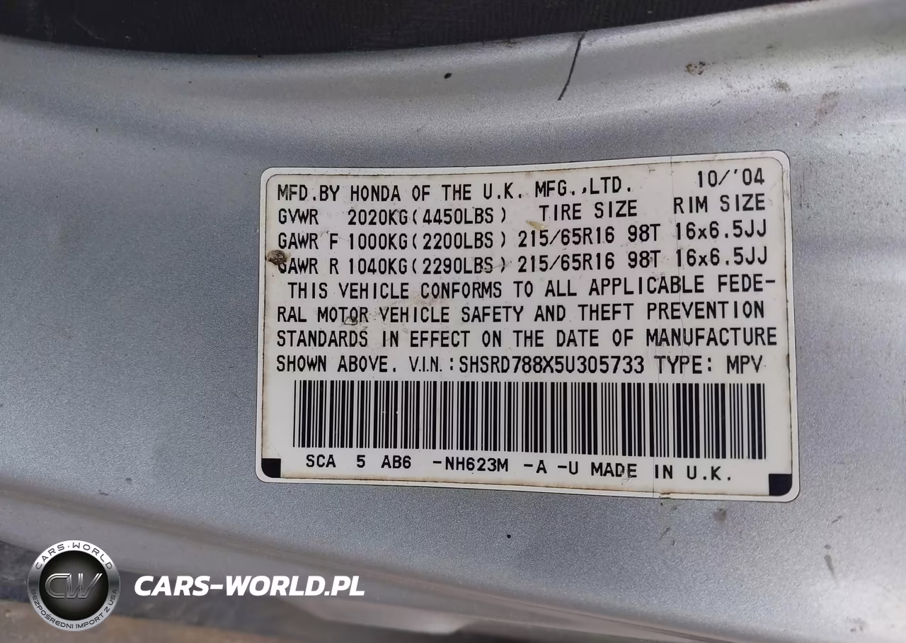 2005 Honda Cr-V Ex VIN:SHSRD788X5U305733 - 9