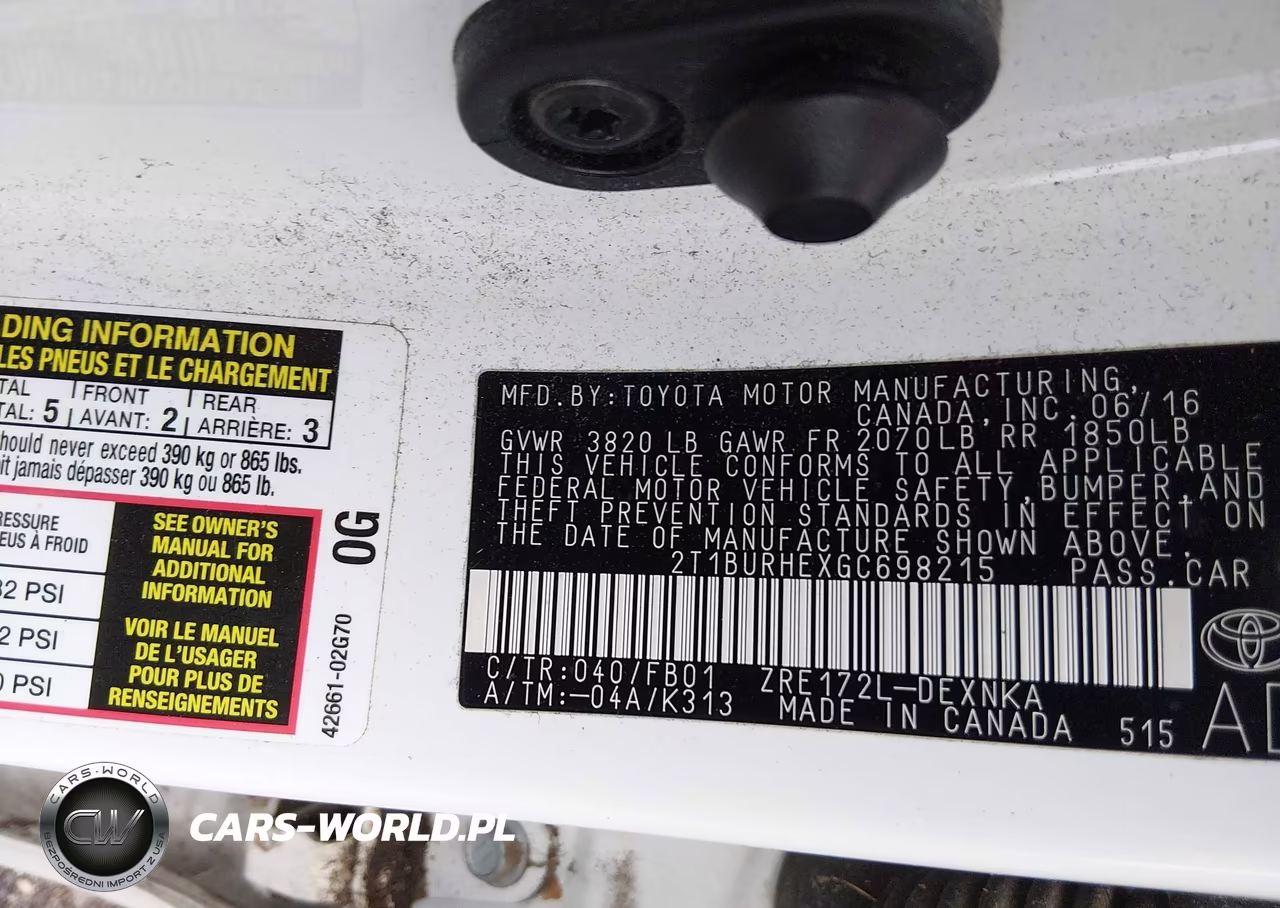 2016 Toyota Corolla Le VIN:2T1BURHEXGC698215 - 9