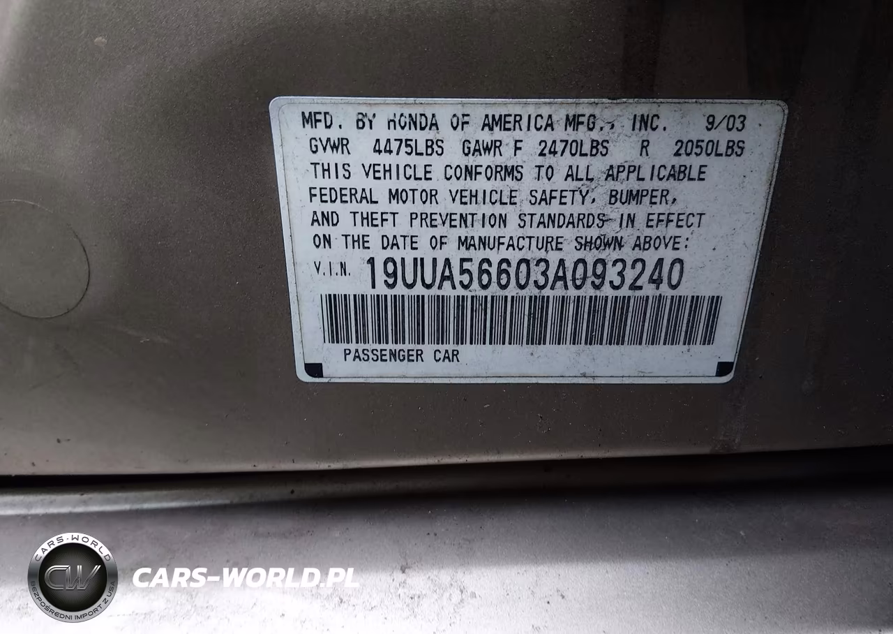 2003 Acura Tl 3.2 VIN:19UUA56603A093240 - 9