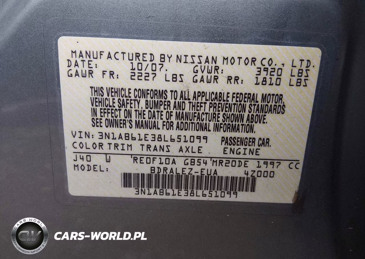2008 Nissan Sentra 2.0S VIN:3N1AB61E38L651099 - 9