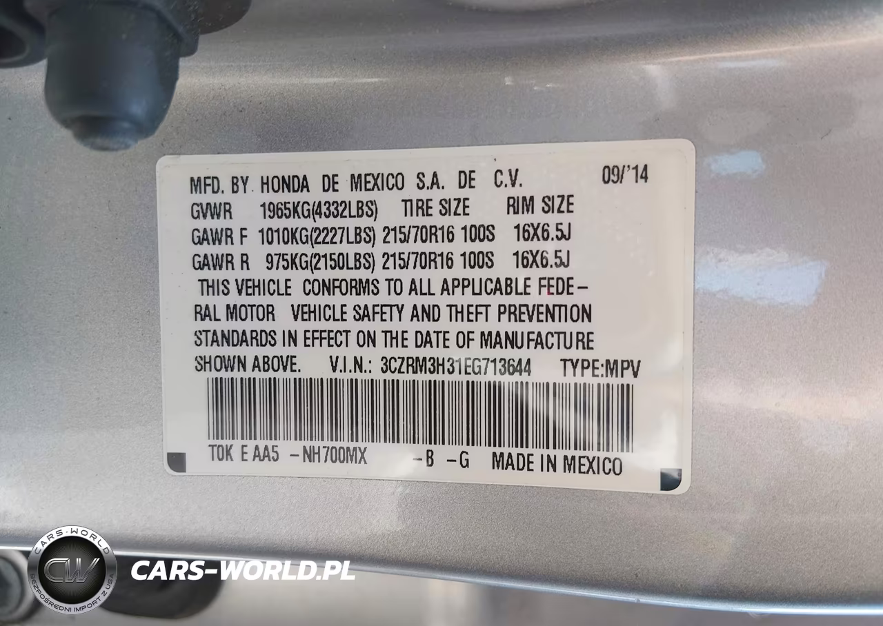 2014 Honda Cr-V Lx VIN:3CZRM3H31EG713644 - 9