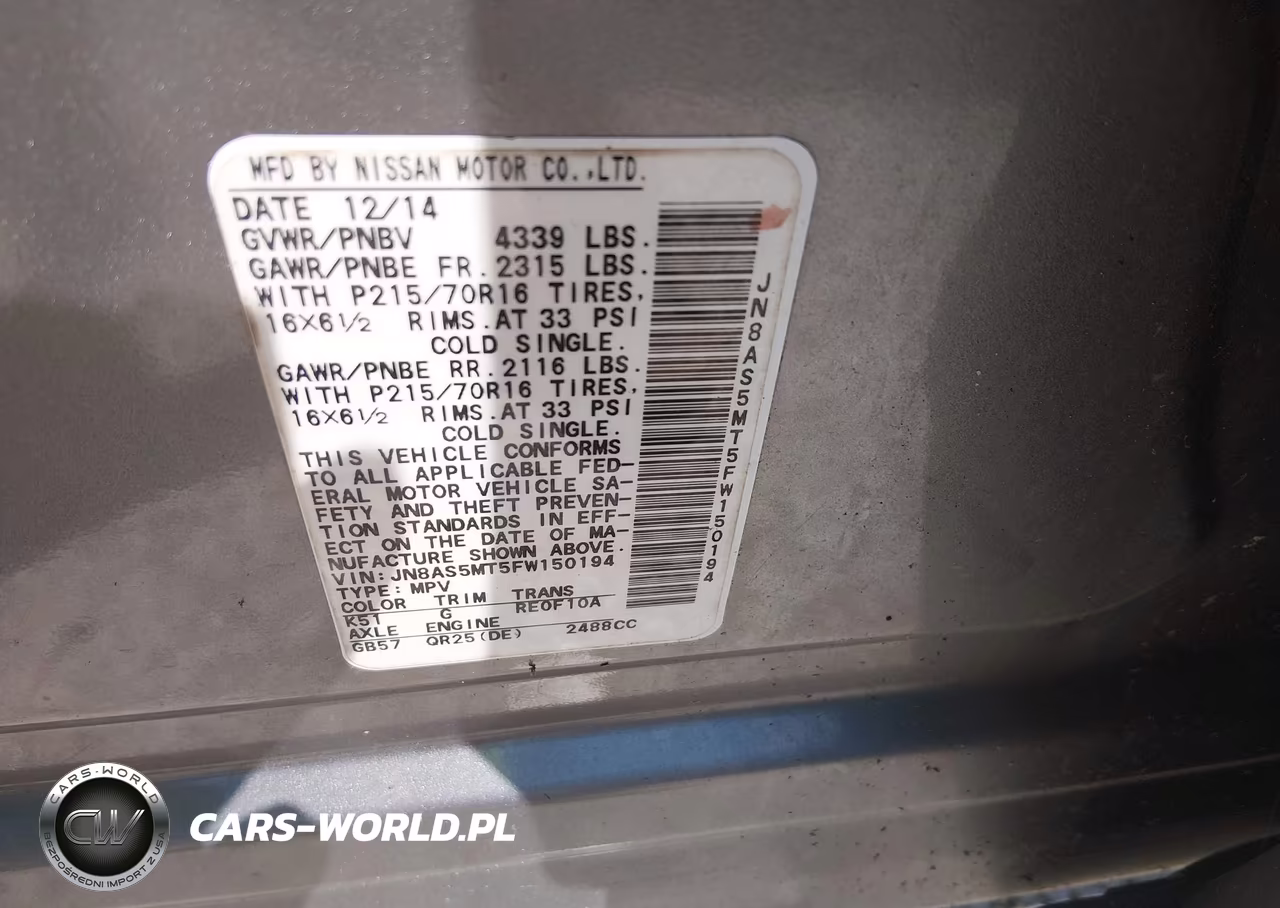 2015 Nissan Rogue Select S VIN:JN8AS5MT5FW150194 - 9