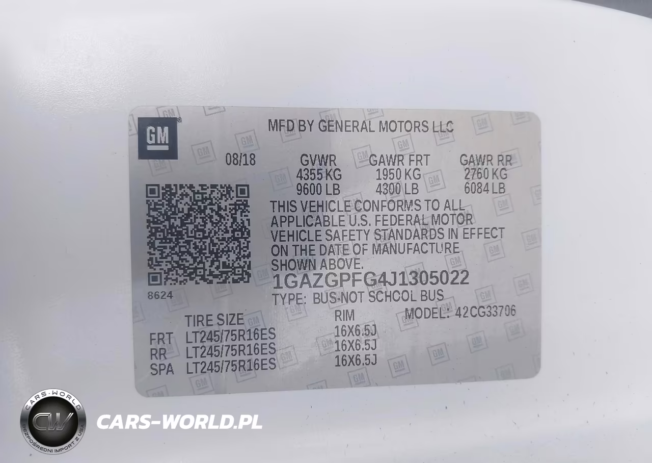 2018 Chevrolet Express 3500 Lt VIN:1GAZGPFG4J1305022 - 9