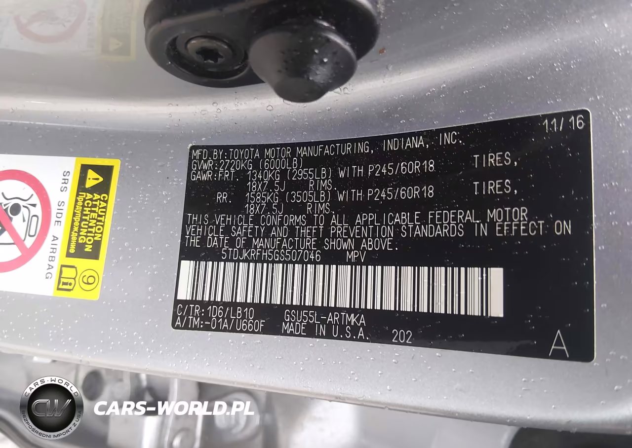 2016 Toyota Highlander Xle V6 VIN:5TDJKRFH5GS507046 - 9