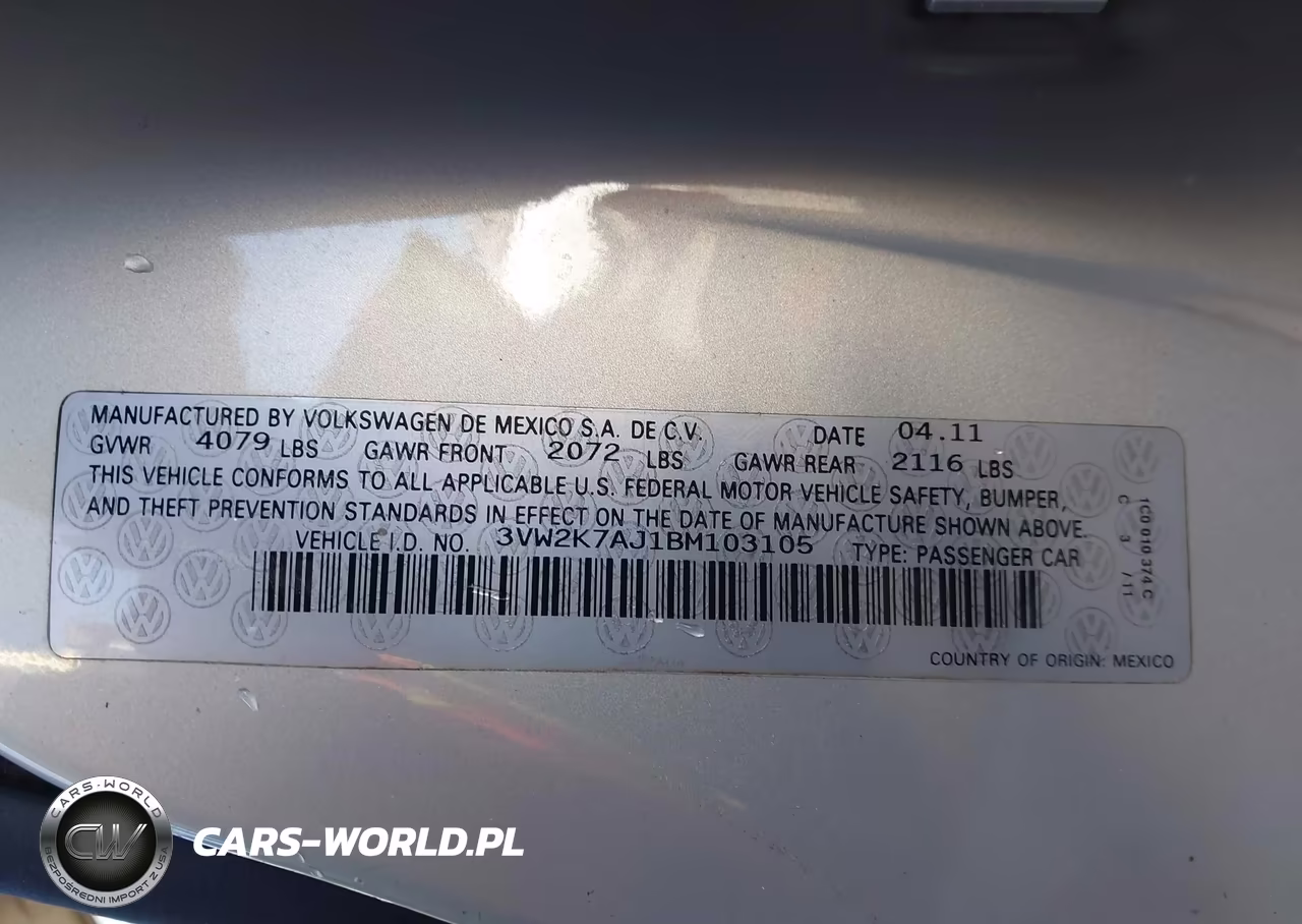 2011 Volkswagen Jetta 2.0L S VIN:3VW2K7AJ1BM103105 - 9