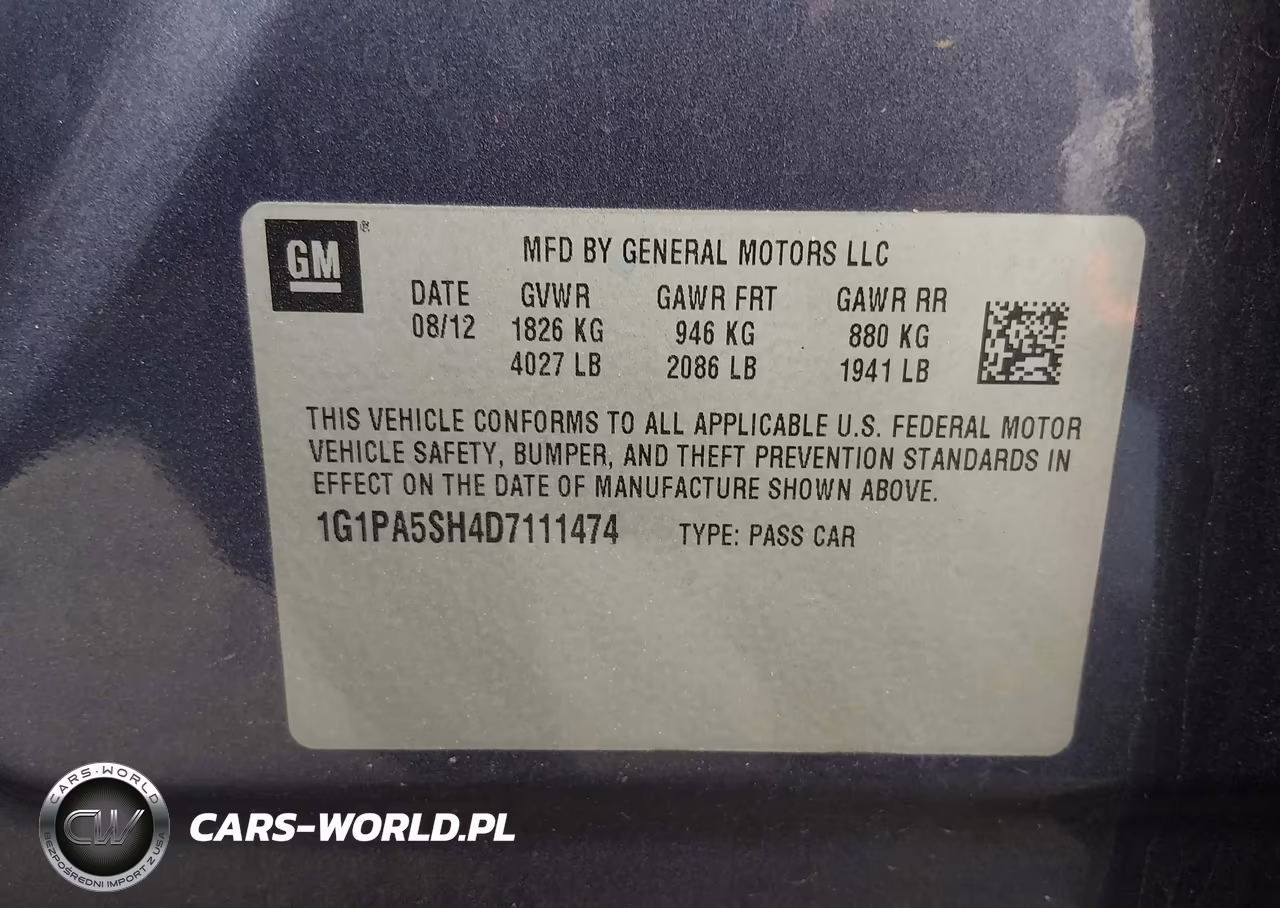 2013 Chevrolet Cruze Ls Auto VIN:1G1PA5SH4D7111474 - 9