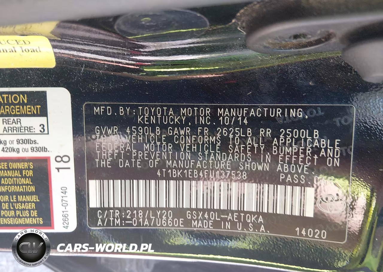 2015 Toyota Avalon Xle Touring Se VIN:4T1BK1EB4FU137538 - 9