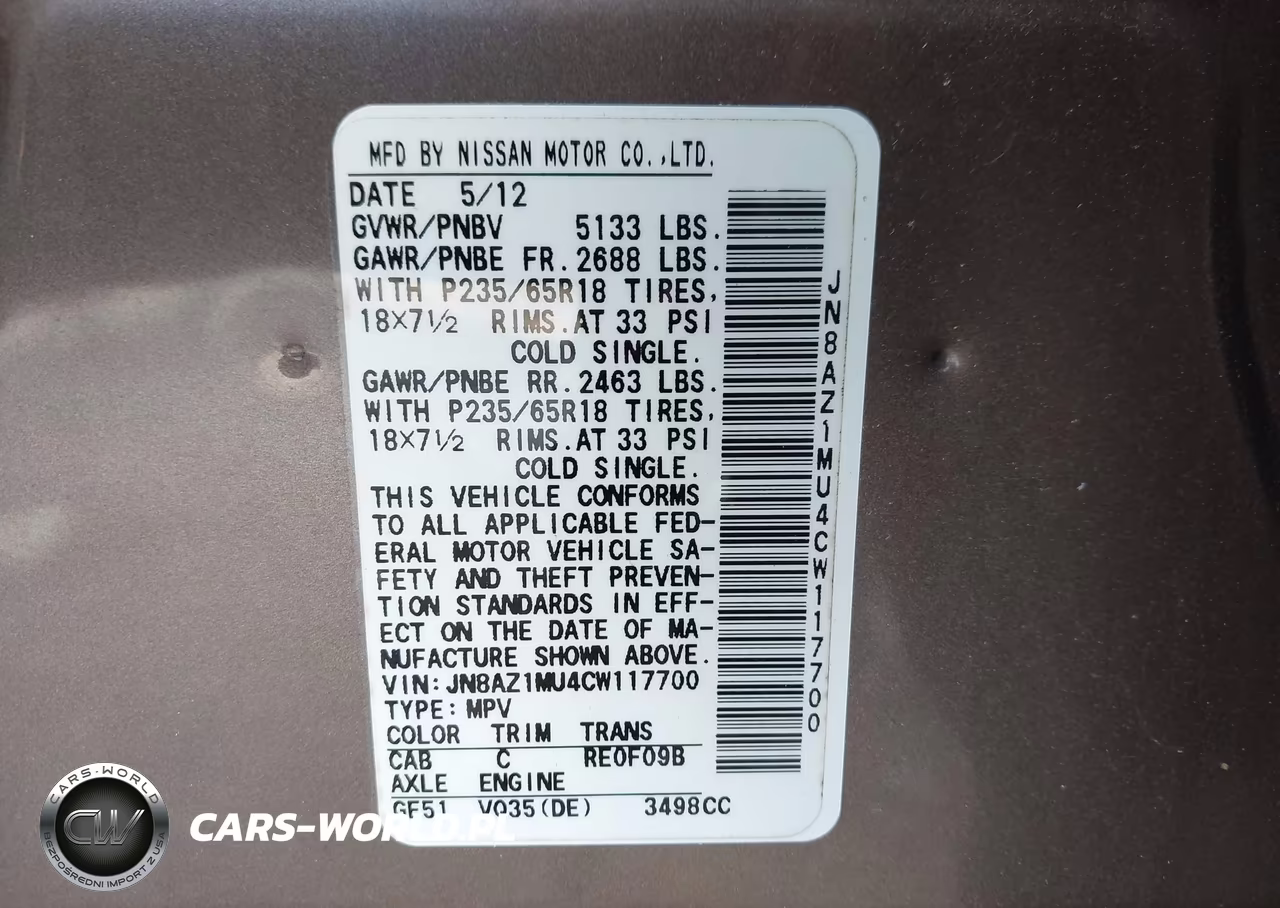 2012 Nissan Murano Sl VIN:JN8AZ1MU4CW117700 - 9