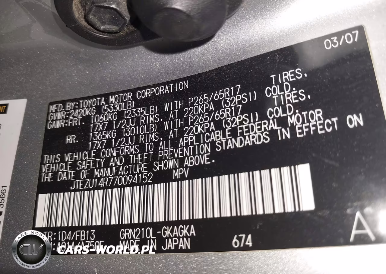 2007 Toyota 4Runner Sport V6 VIN:JTEZU14R770094152 - 9