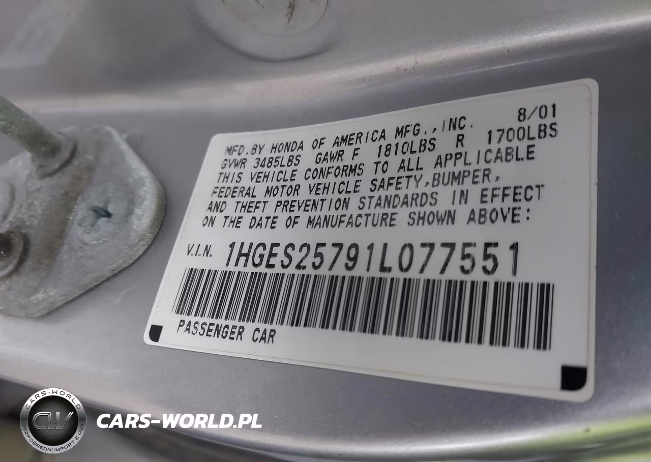2001 Honda Civic Ex VIN:1HGES25791L077551 - 9