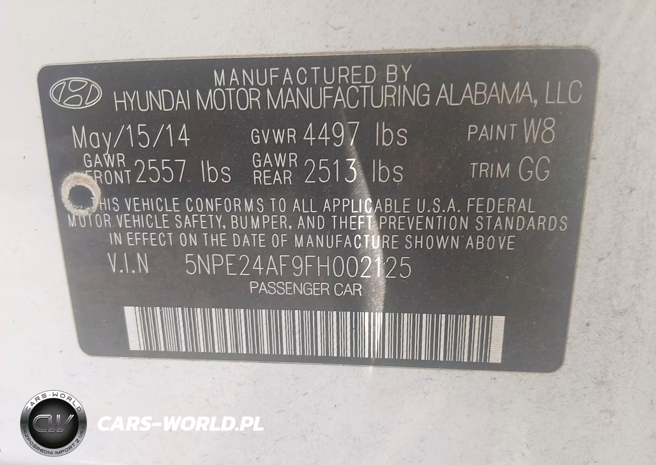 2015 Hyundai Sonata Se VIN:5NPE24AF9FH002125 - 9