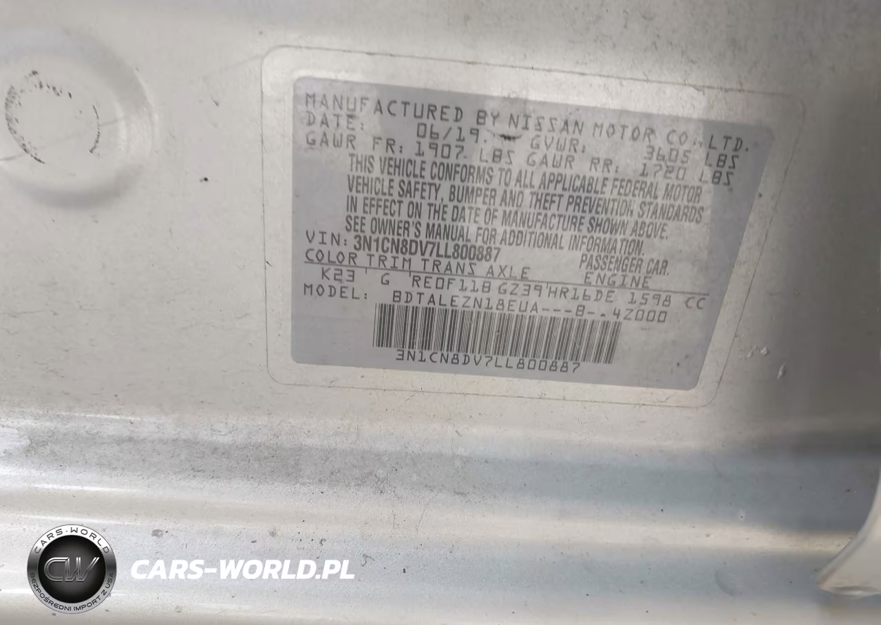2020 Nissan Versa S Xtronic Cvt VIN:3N1CN8DV7LL800887 - 9