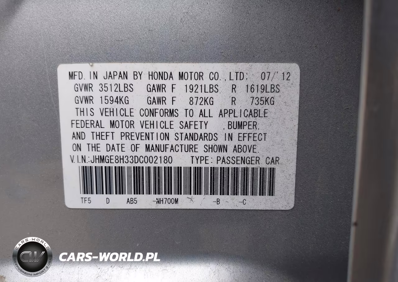 2013 Honda Fit VIN:JHMGE8H33DC002180 - 9