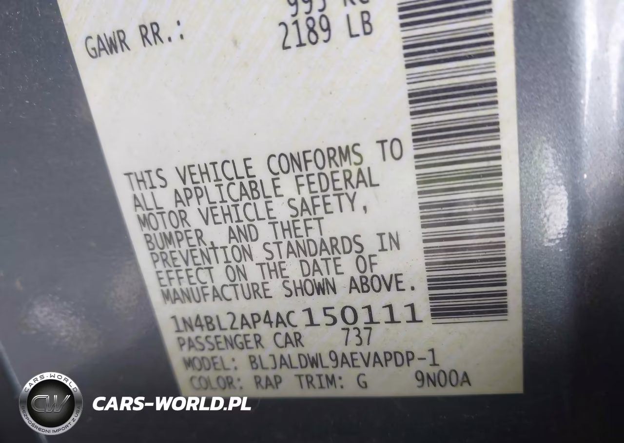 2010 Nissan Altima 3.5 Sr VIN:1N4BL2AP4AC150111 - 9