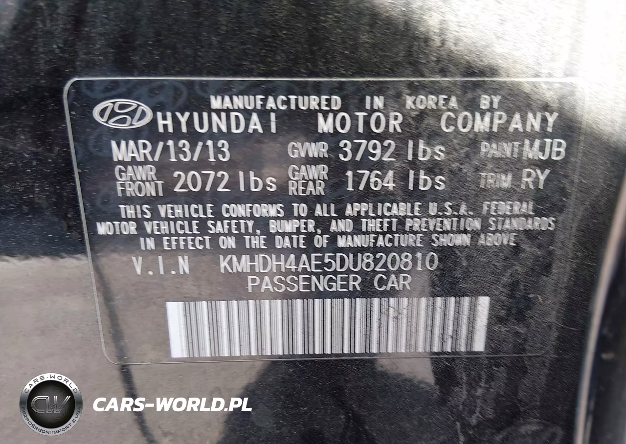 2013 Hyundai Elantra Limited VIN:KMHDH4AE5DU820810 - 9