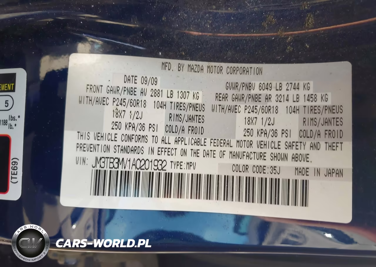 2010 Mazda Cx-9 Touring VIN:JM3TB3MV1A0201932 - 9