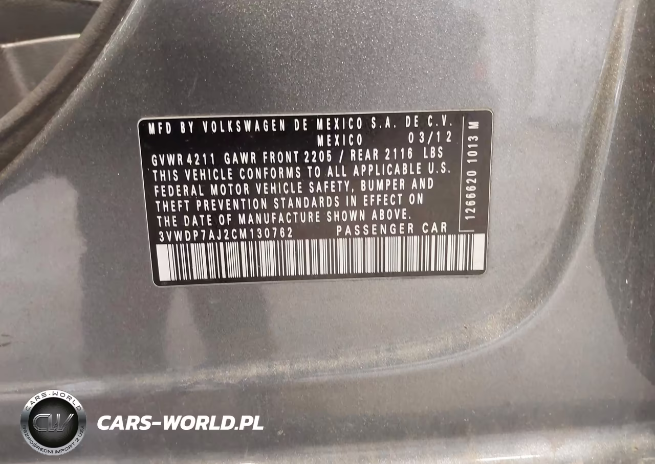 2012 Volkswagen Jetta 2.5L Se VIN:3VWDP7AJ2CM130762 - 9