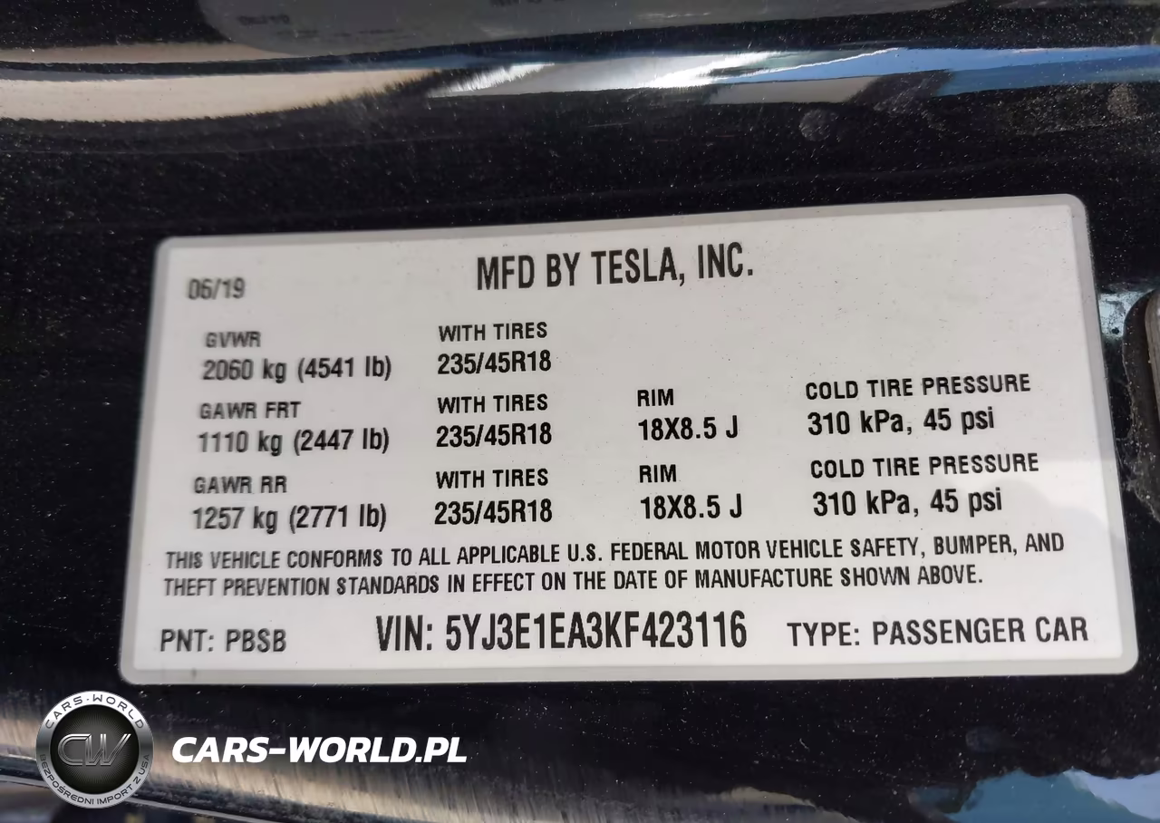 2019 Tesla Model 3 Long Range-Mid Range-Standard Range-Standard Range Plus VIN:5YJ3E1EA3KF423116 - 9