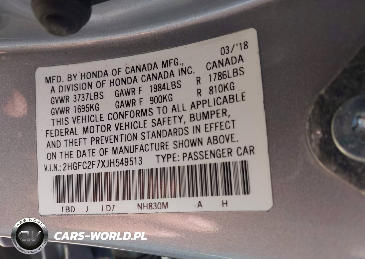 2018 Honda Civic Ex VIN:2HGFC2F7XJH549513 - 9