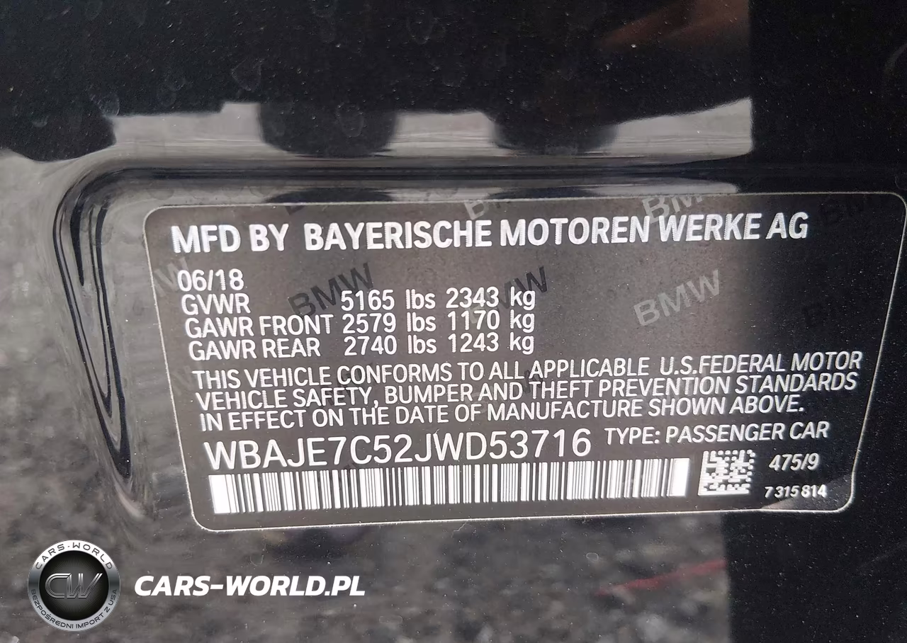 2018 BMW 540I xDrive VIN:WBAJE7C52JWD53716 - 9