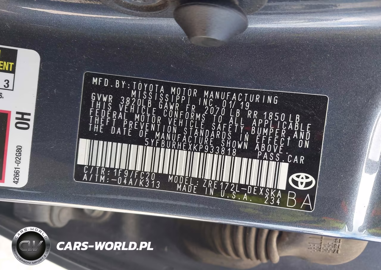 2019 Toyota Corolla Se VIN:5YFBURHEXKP933818 - 9