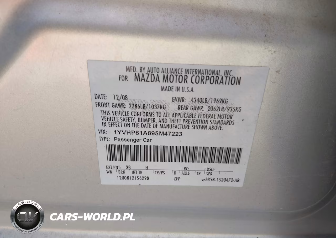 2009 Mazda Mazda6 I Sport VIN:1YVHP81A895M47223 - 9