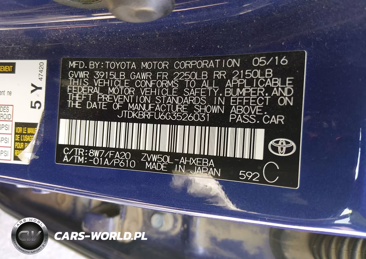 2016 Toyota Prius Two VIN:JTDKBRFU6G3526031 - 9