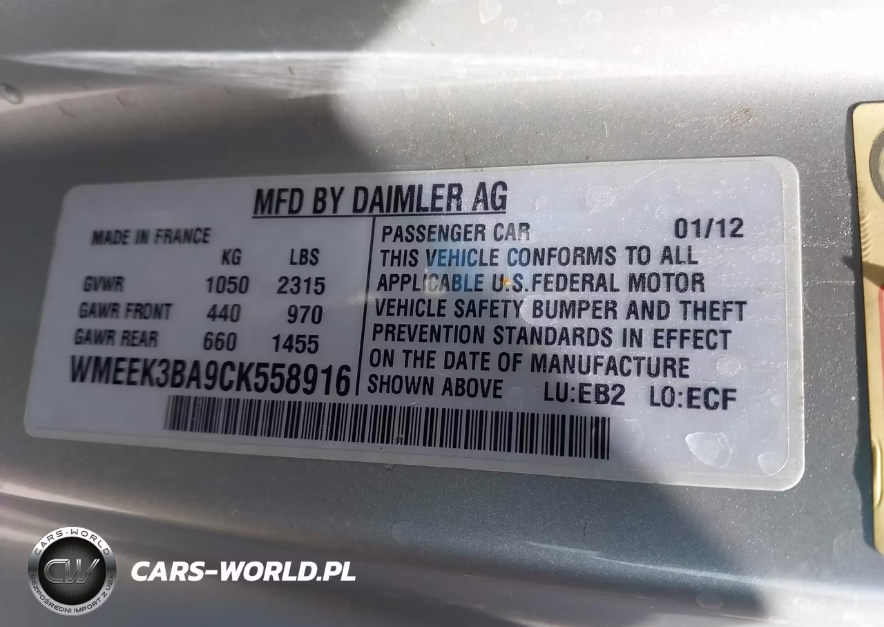 2012 Smart Fortwo Passion VIN:WMEEK3BA9CK558916 - 9