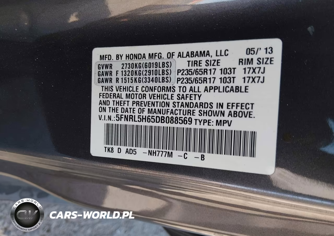 2013 Honda Odyssey Ex-L VIN:5FNRL5H65DB088569 - 9