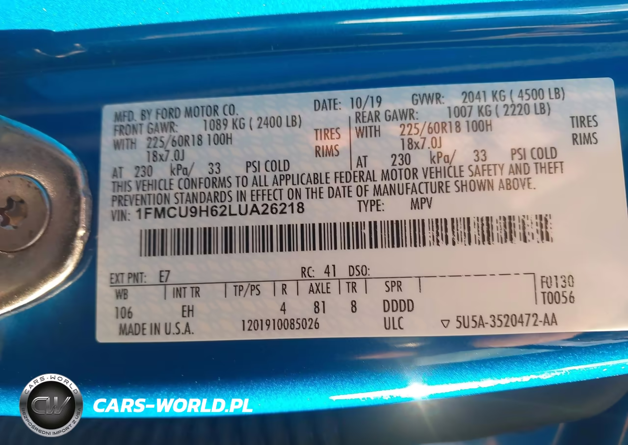 2020 Ford Escape Sel VIN:1FMCU9H62LUA26218 - 9