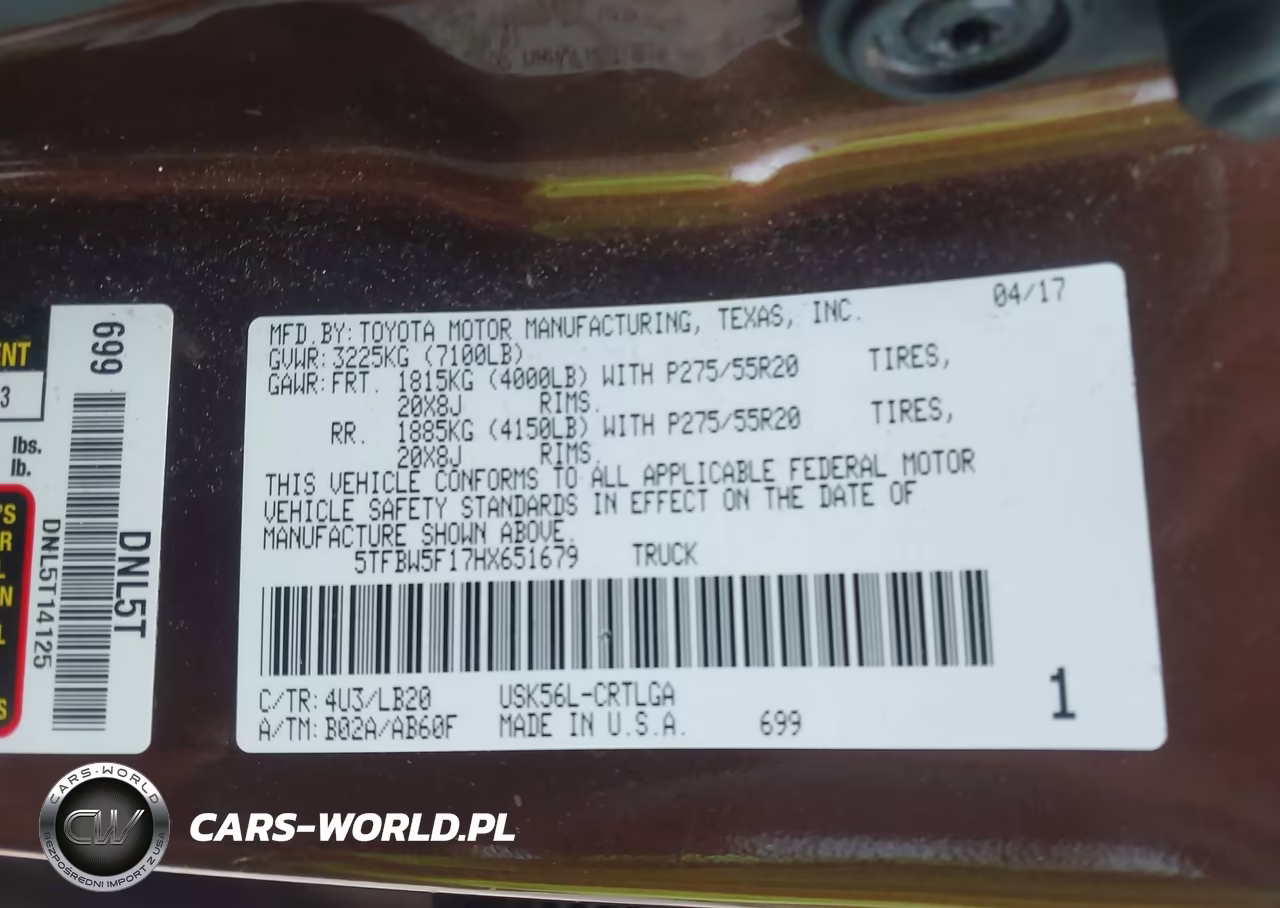 2017 Toyota Tundra Limited 5.7L V8 VIN:5TFBW5F17HX651679 - 9