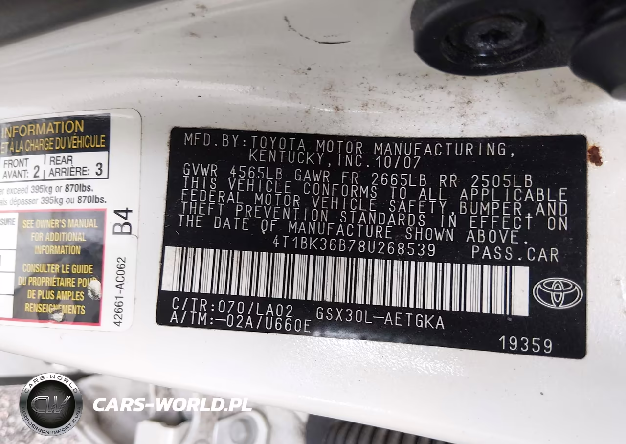 2008 Toyota Avalon Xls VIN:4T1BK36B78U268539 - 9