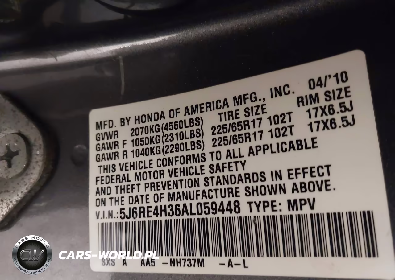 2010 Honda Cr-V Lx VIN:5J6RE4H36AL059448 - 9