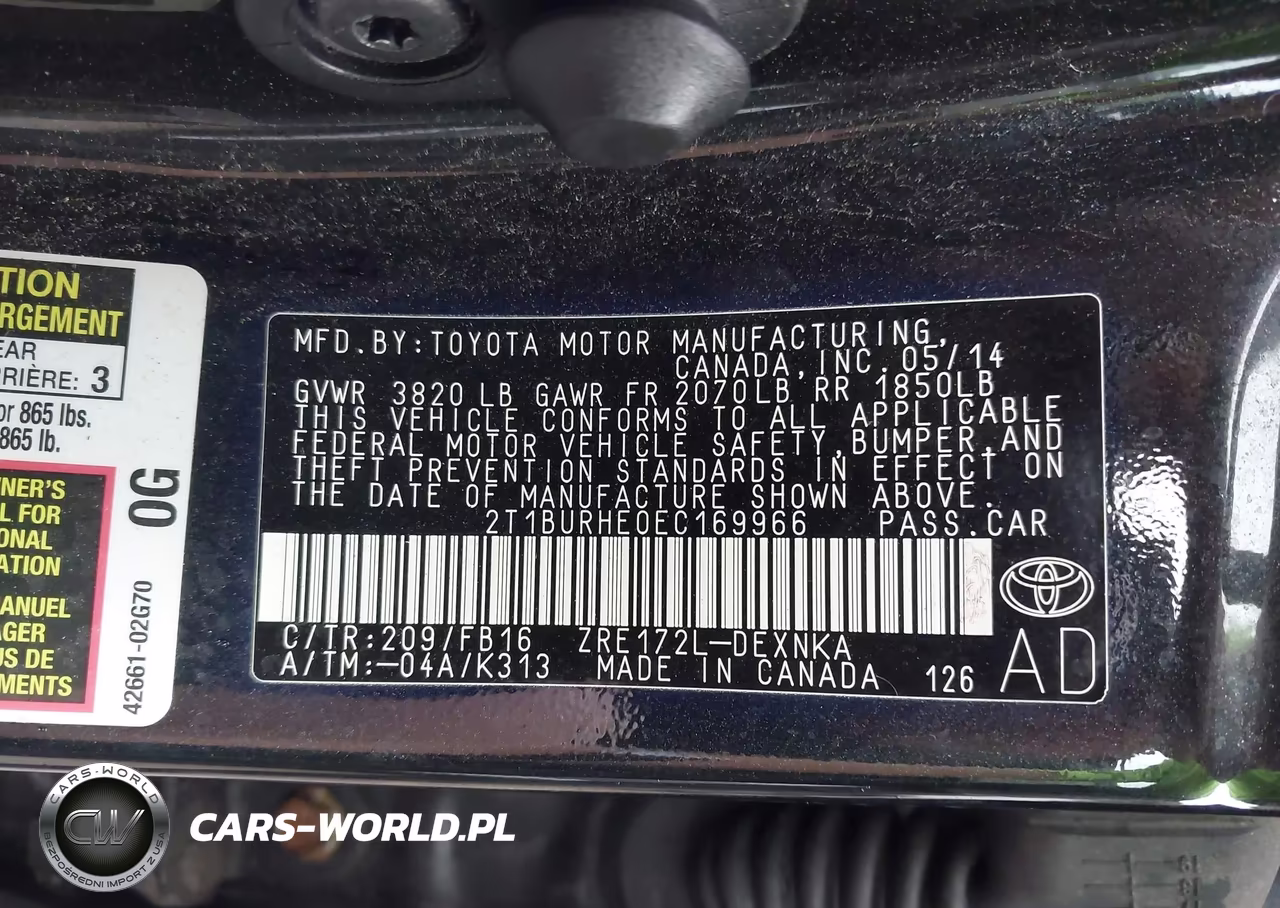 2014 Toyota Corolla Le VIN:2T1BURHE0EC169966 - 9