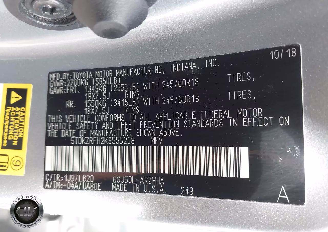 2019 Toyota Highlander Xle VIN:5TDKZRFH2KS555208 - 9