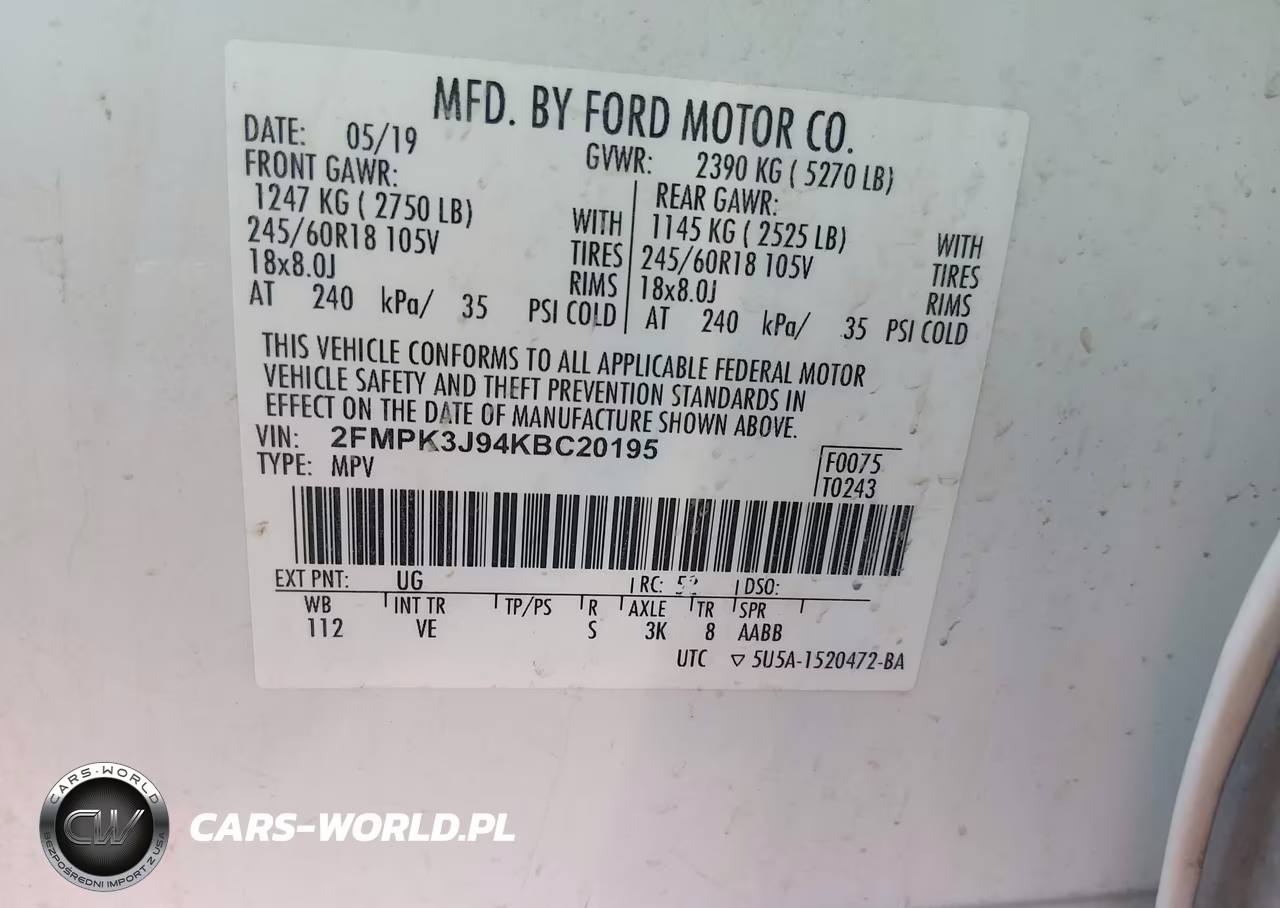 2019 Ford Edge Sel VIN:2FMPK3J94KBC20195 - 9
