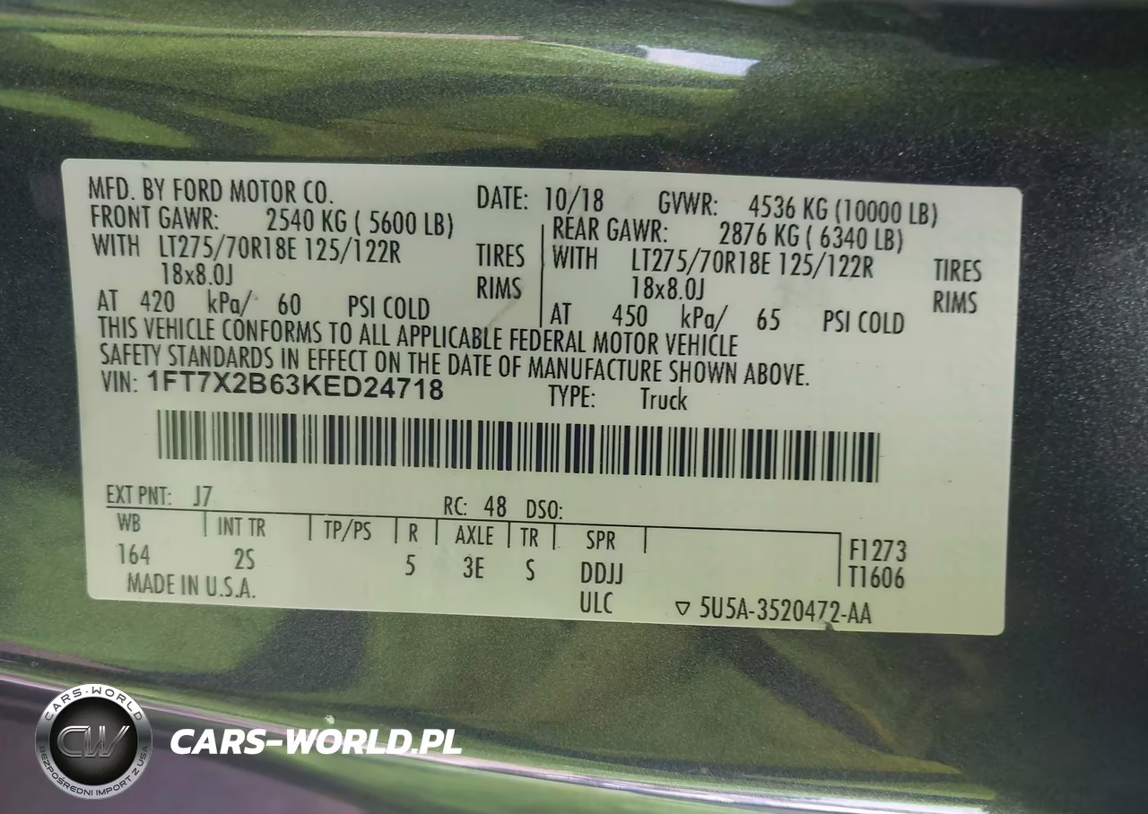 2019 Ford F-250 Xlt VIN:1FT7X2B63KED24718 - 9