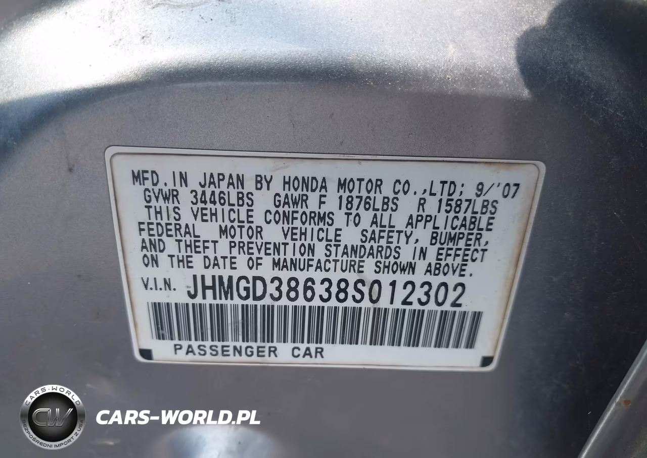 2008 Honda Fit Sport VIN:JHMGD38638S012302 - 9