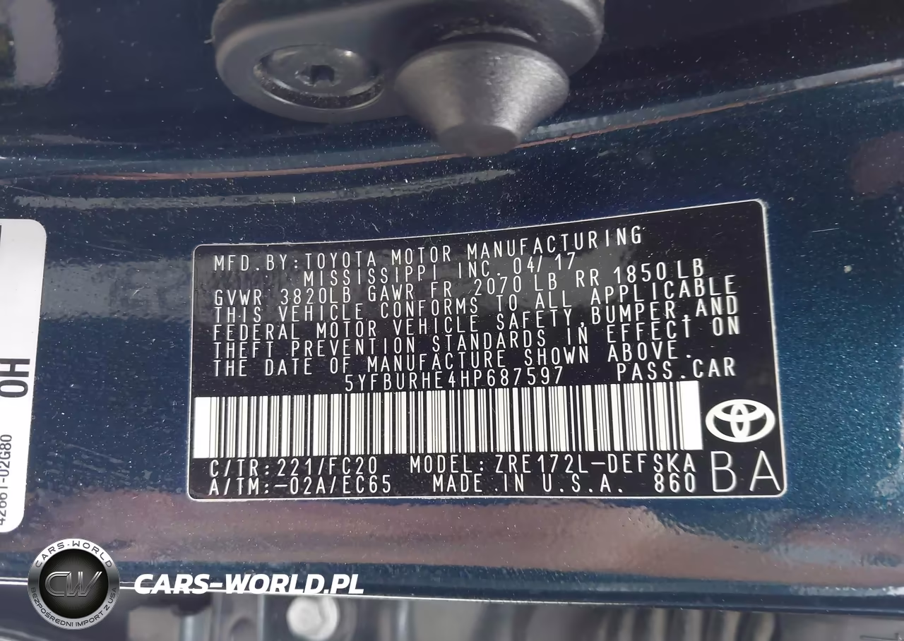 2017 Toyota Corolla Se VIN:5YFBURHE4HP687597 - 9